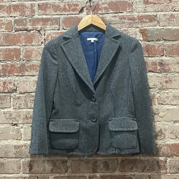 Vince Charcoal Tweed Wool Blazer Size 4 - Picture 1 of 6